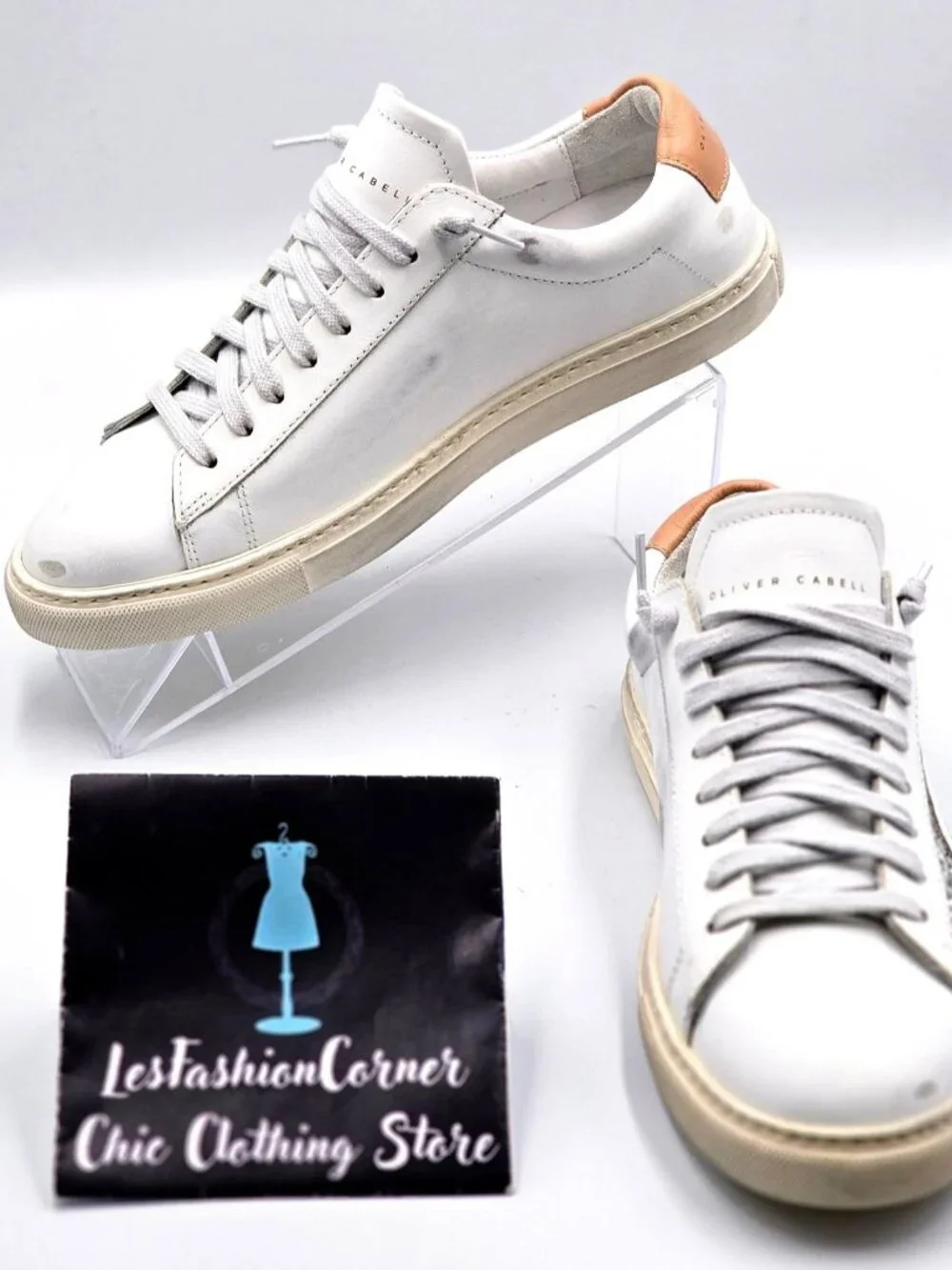 NWOB Oliver Cabell Women Low 1 LEEDS White Leather Sneakers Glitter  Sz 5.5 2254 - Picture 2 of 16